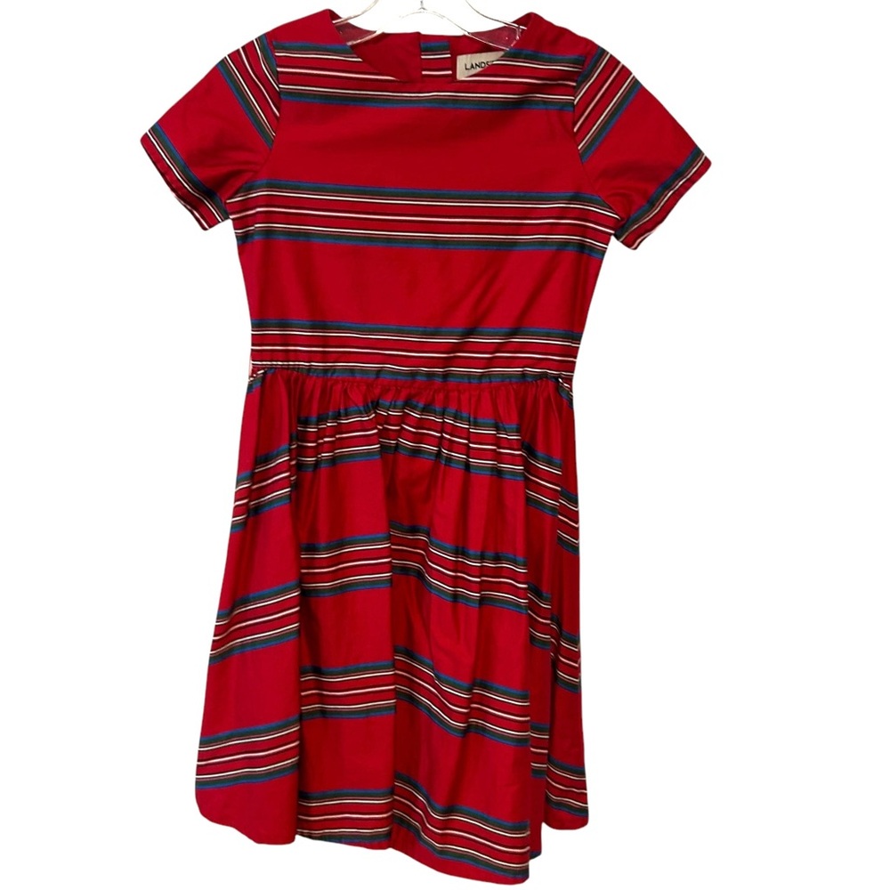 Land's End Girl's Red Striped Holiday Dress in Size 10